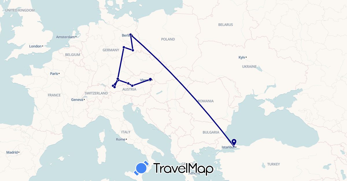 TravelMap itinerary: driving in Austria, Germany, Turkey (Asia, Europe)